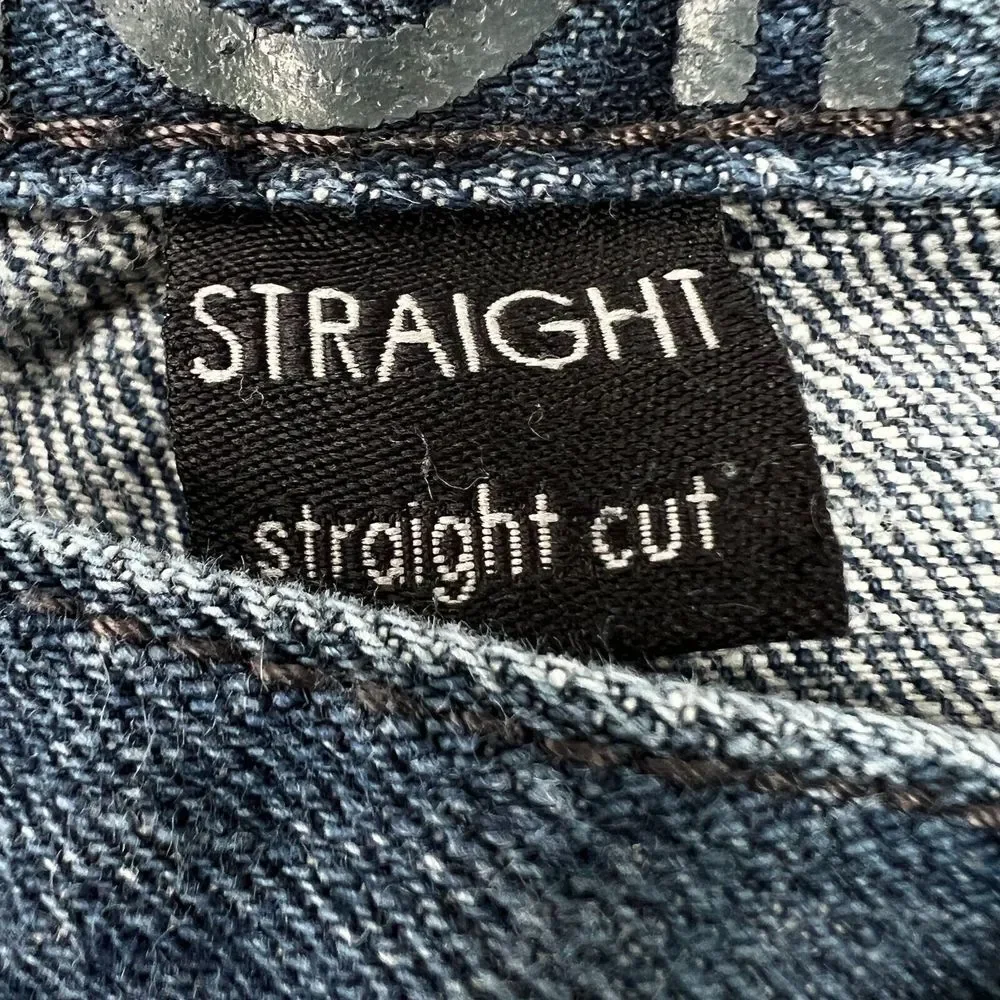 Calvin Klein 34x30 Fits 36 Straight Cut Jeans Old School Broken  Dark Wash Denim